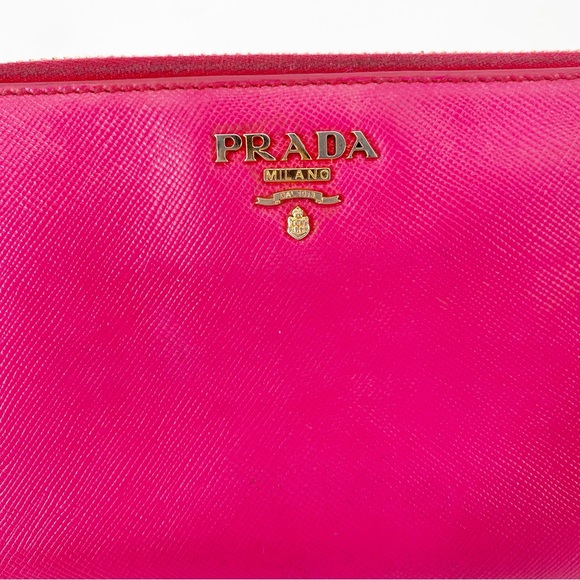 Prada Large Saffiano Leather Long Zippy Wallet Magenta Hot Pink - Picture 8 of 13